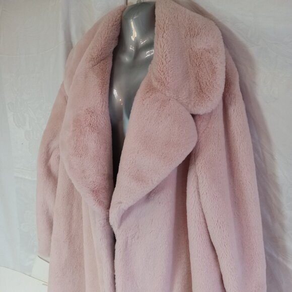 Adrienne Landau Coat Women’s 2XL Pink Faux Fur Long Winter Plus Size Plush - Picture 4 of 16